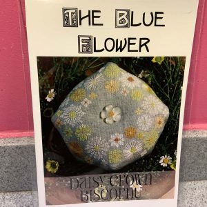 The Blue Flower” Daisy Crown Biscornu” chart +button